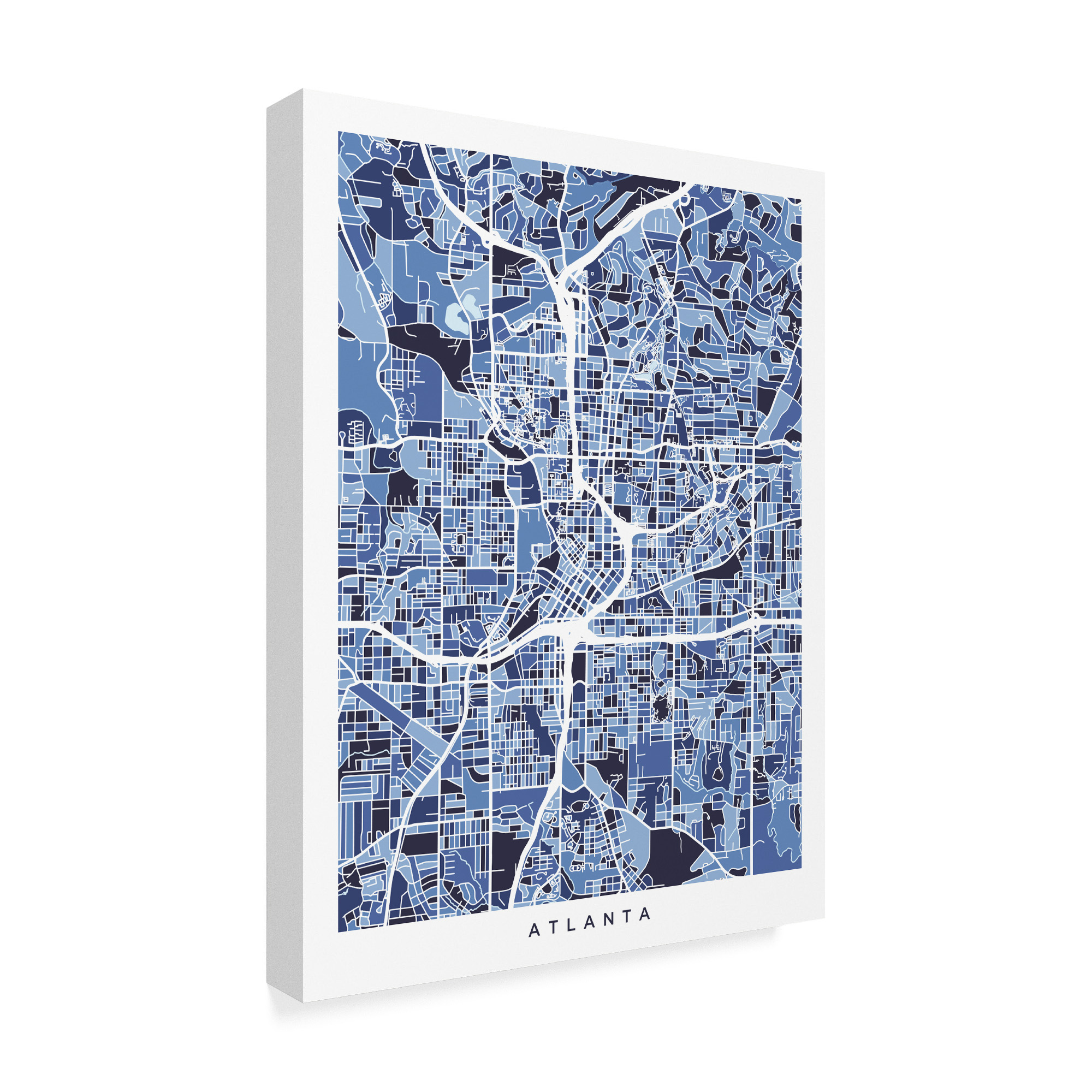 Trademark Fine Art 'Atlanta Georgia City Map Blue' Canvas Art by Michael Tompsett