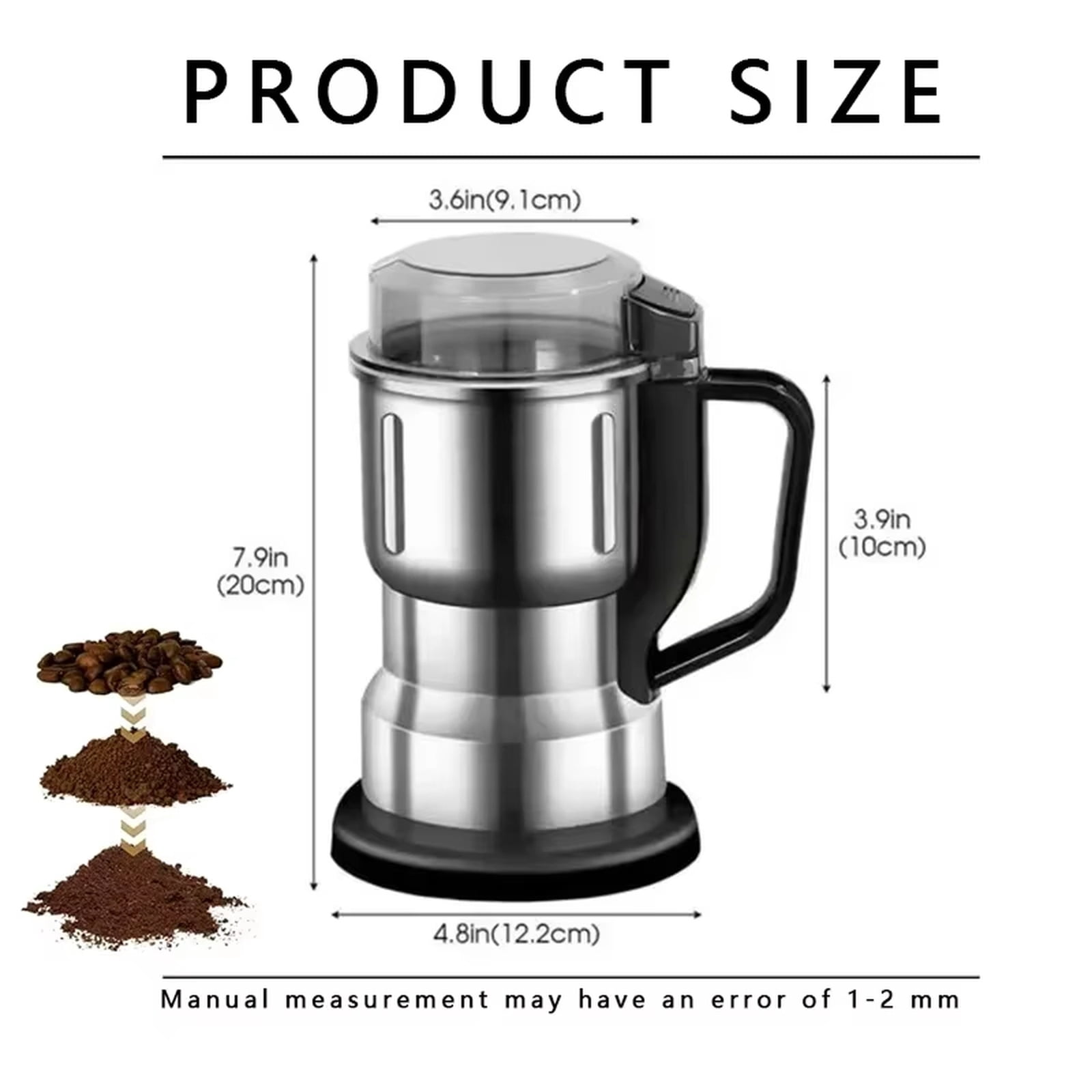 Electric Spice Grinder, High-Speed Coffee Bean Grinder for Spices, Herbs, and Nuts, Stainless Steel Mill Machine for Superfine Powders, Multifunctional Kitchen Grain Grinder White