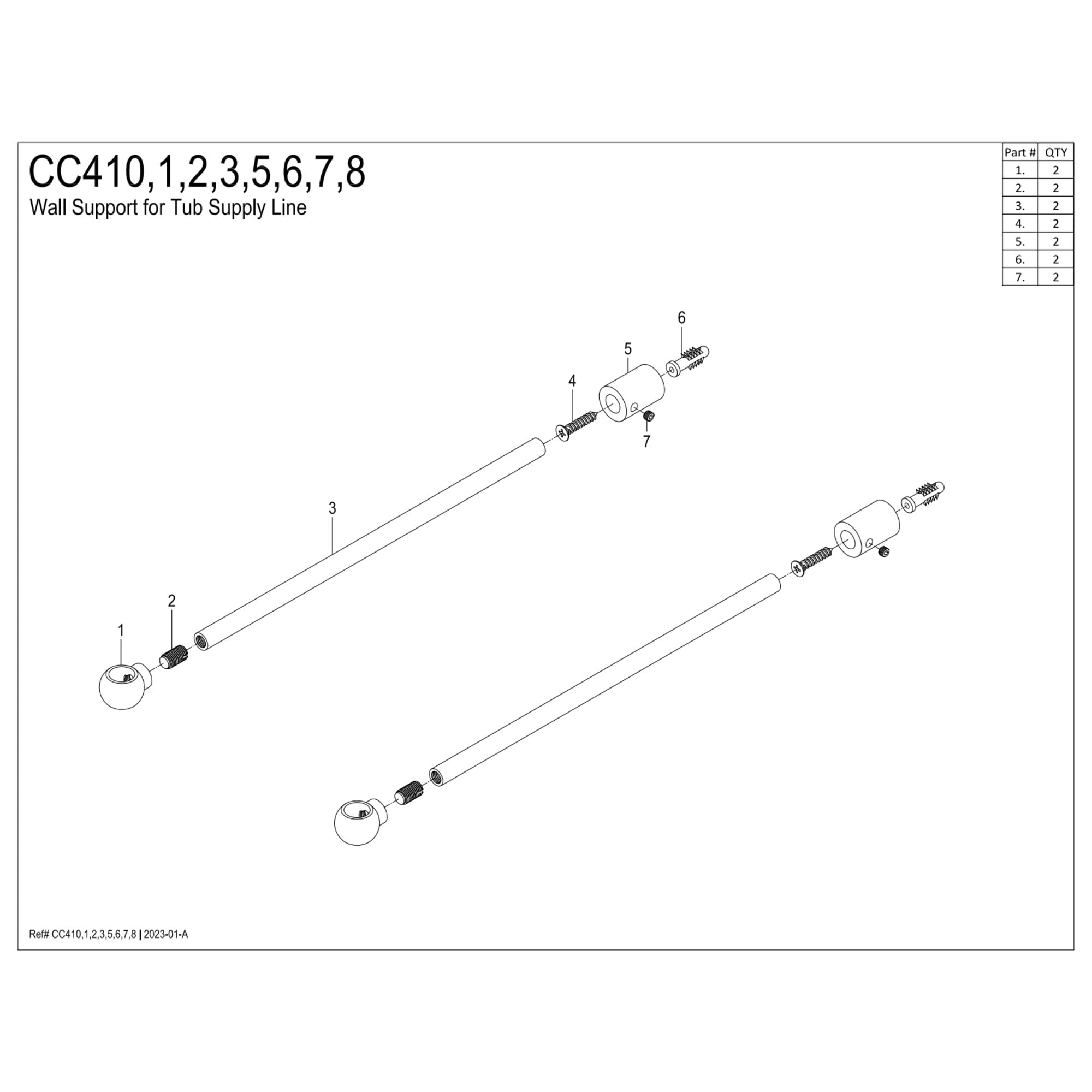 Kingston Brass CC412 Vintage Tub Supply Line Wall Mounted Shower Faucet Valve Valve in Polished Brass Finish