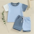 thumbnail image 2 of Nmmacb Toddler Boys Summer Outfit Set Baby Summer Fashion Cute Short Sleeve Crew Neck Casual Suit Sizes 3M-3Y, 2 of 8