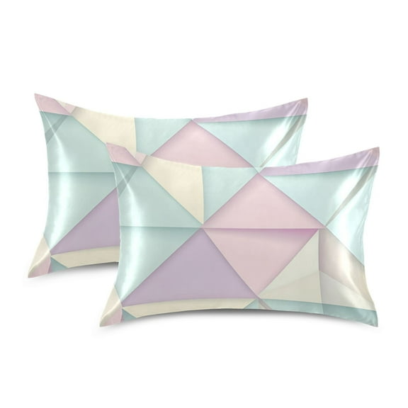 Yayeee Pillowcase Standard Size Set of 2 Satin Wrinkle Resistant Pillow Case, Purple Geometric