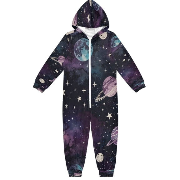 BZSMCE Unisex One-piece Pajama Cotton Sleepwear Night Sky Mosaic Printed