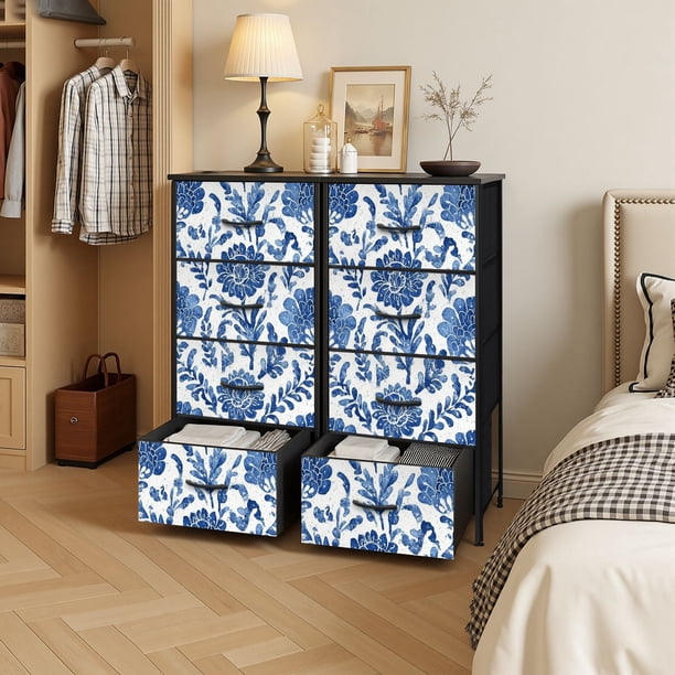 4 Drawer Vertical Storage Dresser floral folk ethnic folklore