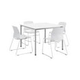 thumbnail image 2 of KFI Dailey 42in Square Dining Set - White/Silver Table - White Sled Chairs, 2 of 3