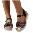 thumbnail image 2 of IUJSOY Womens Platform Wedge Sandals Open Toe Bowknot Espadrilles Buckle Ankle Strap Summer Shoes, 2 of 8