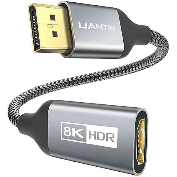wonima11 8K DisplayPort 1.4 to HDMI 2.1 Adapter with 4K 120Hz/ 8K 60Hz, Unidirectional DP to HDMI Cable Adapter, Display Port for AMD, NVIAID, Not Work with PS5/Xbox, No VRR Support