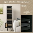 thumbnail image 6 of Topbuy Slim Tall Rattan Storage Cabinet Boho Accent Bookshelf w/ Rattan Door 12-Position Adjustable Shelf & Solid Wood Legs Black, 6 of 9