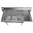 thumbnail image 2 of 3 Compartment 51" Stainless Steel Commercial Kitchen Sink with Drainboard - Bowl Size 12" x 16" x 10", 2 of 9