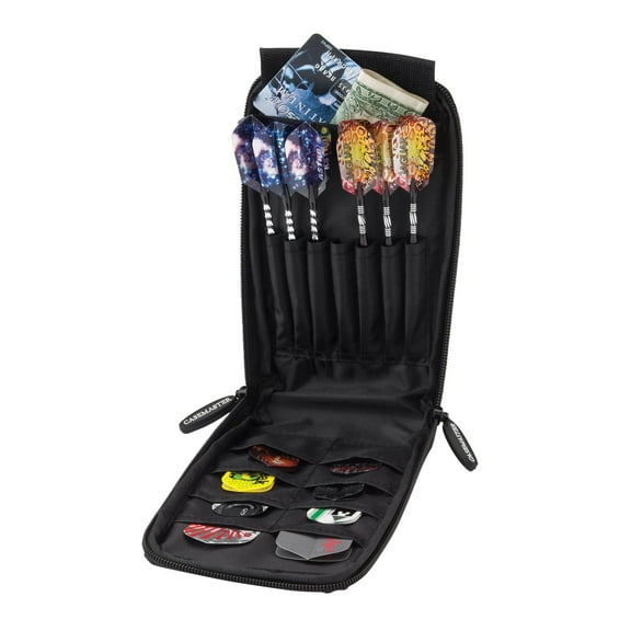 Casemaster Mini Pro Leatherette Dart Case, Holds 7 Darts and Accessories, Black