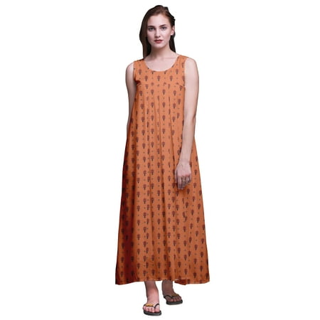 

Bimba Rayon Sleeveless Rayon Nightgowns For Women Printed Maxi Length Sleepwear-S