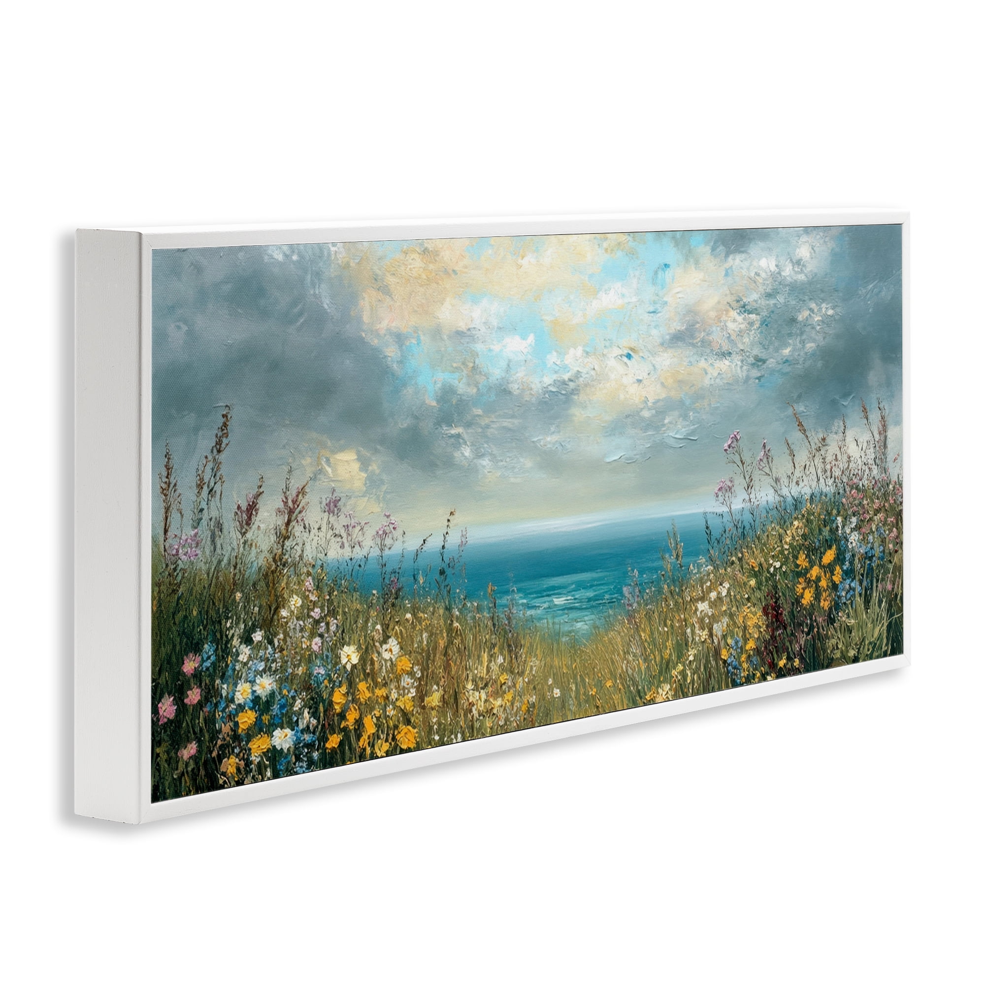 Stupell Industries Scenic Coastal Flowers In Bloom White Framed Giclee Art, design by Petal Prints Design