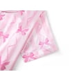 thumbnail image 4 of Beezizac Satin Pajamas for Girls-Cute Pink Silky Short-Sleeved Shorts Set with Charming Pink Bow & Striped Print Size 10, 4 of 7