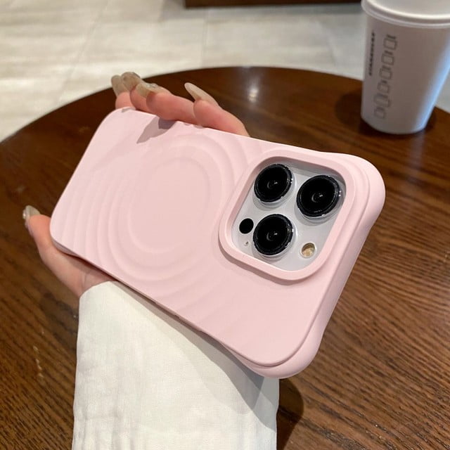 3D Wave Satin Ruffle Pattern Phone Case For iPhone 15 Pro max 14 Plus 13 Pro 12Magnetic wireless charging Solid Color Back Cover LXY