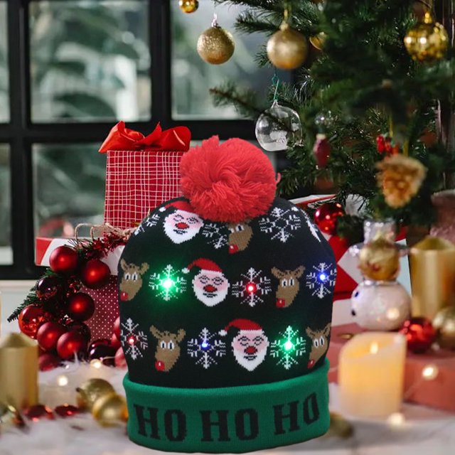Gorro navideño Sombrero de Navidad de punto Patrón de dibujos animados Sombrero cálido Suave Colorido Año Nuevo Regalos de Navidad