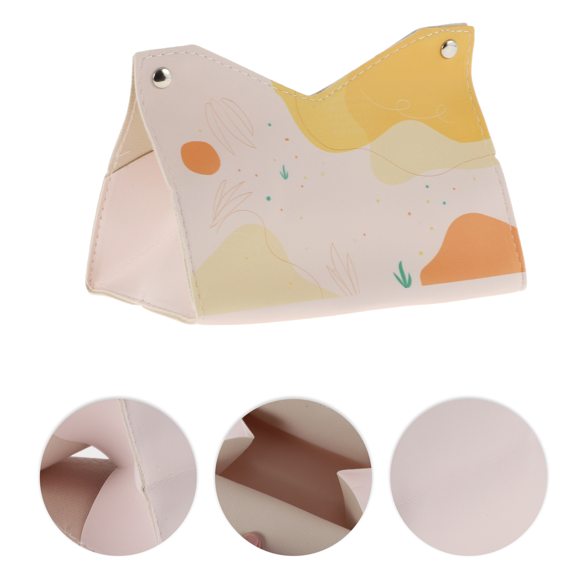 Unique Bargains Durable Leaves Pattern Tissue Box Cover for Living Room Table Desk Orange