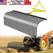 3 Point 60'' Landscape Rake with 32 Heavy Duty Steel Tines for Cat 1 Tractor Attachment For Gravel Lawn