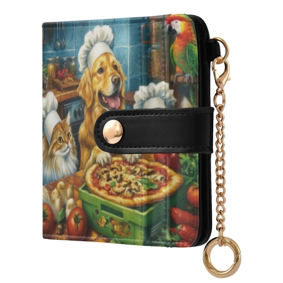 Qxltty Animal Kitchen Ladies Wallet Rfid Slim Thin Compact Credit Card Women Wallet Zipper Coin Pocket and ID Window for Female Gifts