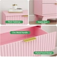 thumbnail image 4 of FANRAL Nightstand Set of 2,3 Large Drawer 30" Tall Night Stand,24" Wide Side Table,Wood Fluted Bedside Table Modern End Table Small Dresser for Bedroom,Pink Nightstand, 4 of 7