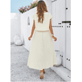 thumbnail image 3 of Summer Skirt Sets Women 2 Piece Outfits Cap Sleeve Top Elastic Waist Maxi Dress Sets with Pockets, 3 of 6