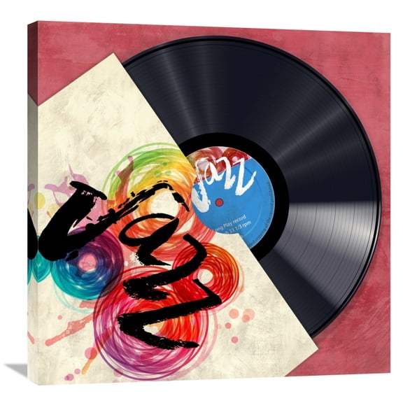 Global Gallery Steven Hill,'Vinyl Club, Jazz' Stretched Canvas Artwork