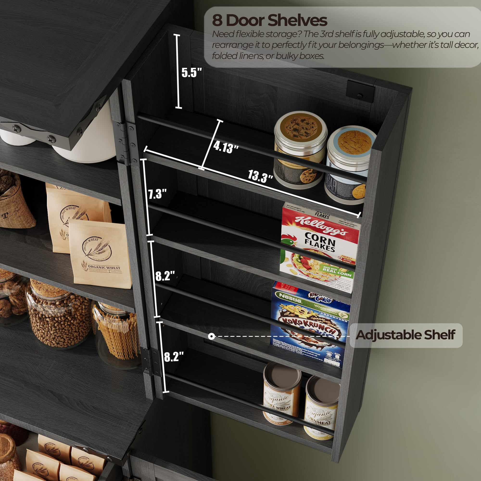 IFMUST 72" Pantry Cabinet Kitchen Food Storage Cabinet Kitchen Larder Cupboard For Kitchen Restaurant Living Room Bathroom