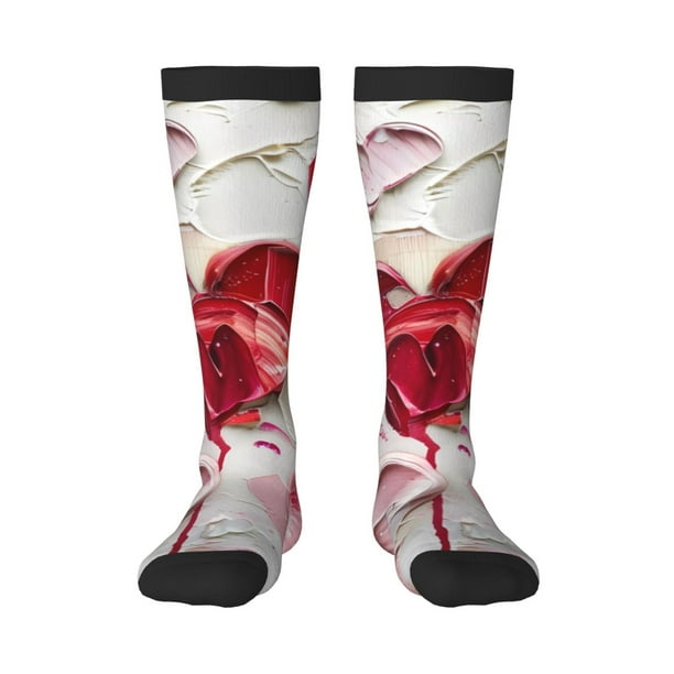 Balery Textured Heart Abstract Art Calcetines novedosos Calcetines deportivos Calcetines hasta la rodilla Calcetines de algodón Calcetines originales y geniales