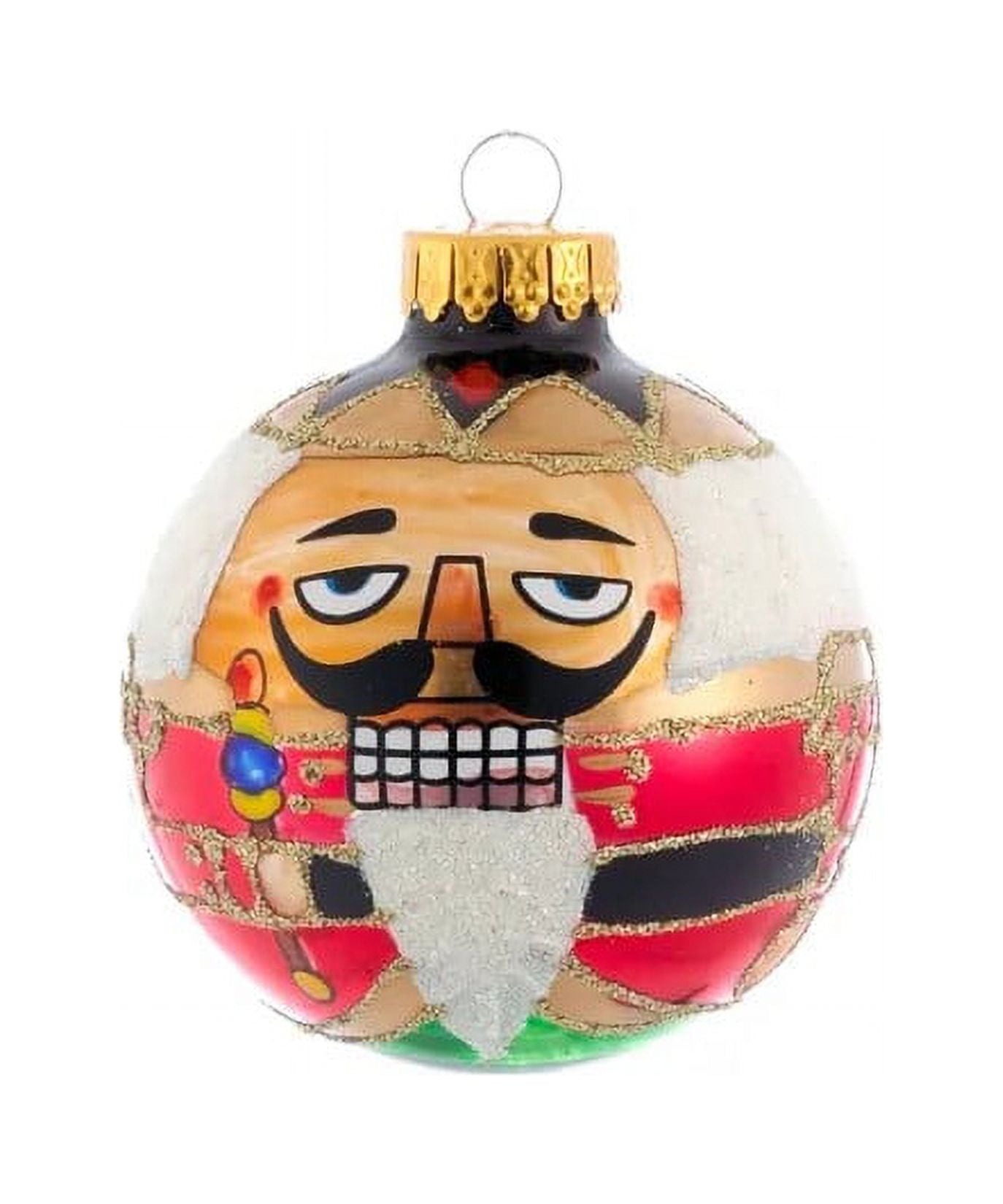 Kurt Adler Nutcracker Design Glass Ball Ornament - Thumbnail 2