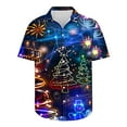 thumbnail image 5 of BLTIBY Christmas Shirt for Men Lapel Button Down Short Sleeve Hawaiian Shirts Xmas Printed Casual Holiday Beach Shirts Tops Multicolor 4 M, 5 of 5