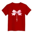 thumbnail image 3 of WOYY Toddler Girls Bow Print Graphic Tee Short Sleeve Summer T Shirt Cotton Casual T-Shirt, 3 of 3