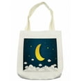 thumbnail image 1 of Nursery Tote Bag, Cartoon Design Night Sky with Half Moon Clouds and Stars Setting, Cloth Linen Reusable Bag for Shopping Books Beach and More, 16.5" X 14", Cream, by Ambesonne, 1 of 2