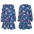 thumbnail image 4 of FANCYINN Womens Floral Shift Tunic Dress Long Sleeve Cover Up V Neck Ruffle Swing Chiffon Floral Prints Mini Dress Navy Flower Pockets S, 4 of 5