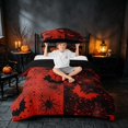 thumbnail image 3 of Homewish Halloween Bat Spider Web Twin Duvet Cover, Grunge Halftone Twin Bedding, Red Black, Black Reversible 2pcs, 1 Duvet Cover and 1 Pillowcase, 3 of 7
