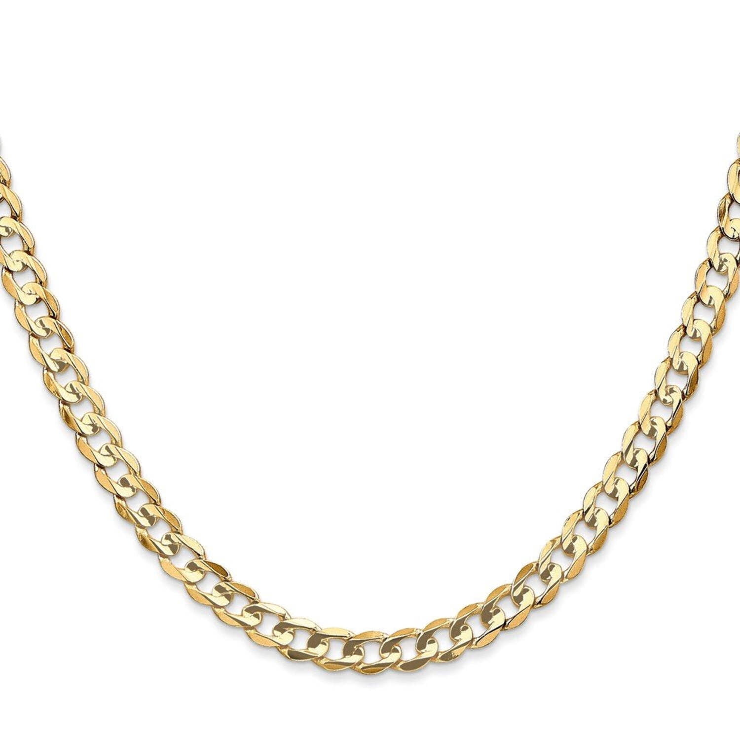 Primal Gold 14 Karat Yellow Gold 4.5mm Open Concave Curb Chain Bracelet