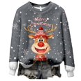 thumbnail image 3 of Festive Print Cozy Flannel Pullover Sweater For Casual Long Sleeve Crewneck Holiday Top Soft Warm Winter Knitwear, 3 of 5