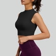 thumbnail image 4 of Vivianyn HD Women's Mock Neck Sleeveless Crop Top, Casual Fitted Base Layer,Black,Size S-XXL, 4 of 7