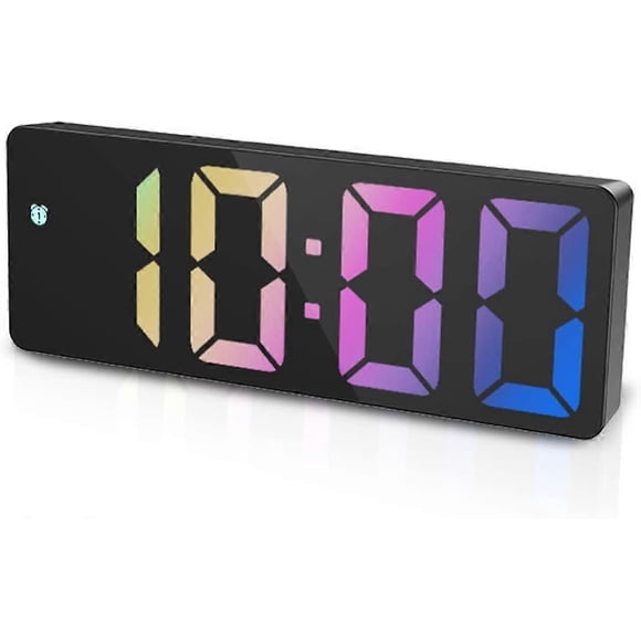 Digital Alarm Clock, LED Clock for Bedroom, Electronic Desktop Clock with Temperature Display, Adjustable Brightness, Voice Control, 12/24H