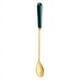 thumbnail image 1 of XmhyTop Cubiertos de plata 2 piezas Cuchara de hielo de acero inoxidable con mango corto Cuchara para helado de postre para el hogar Cuchara para revolver, Verde oscuro dorado, 1 of 5