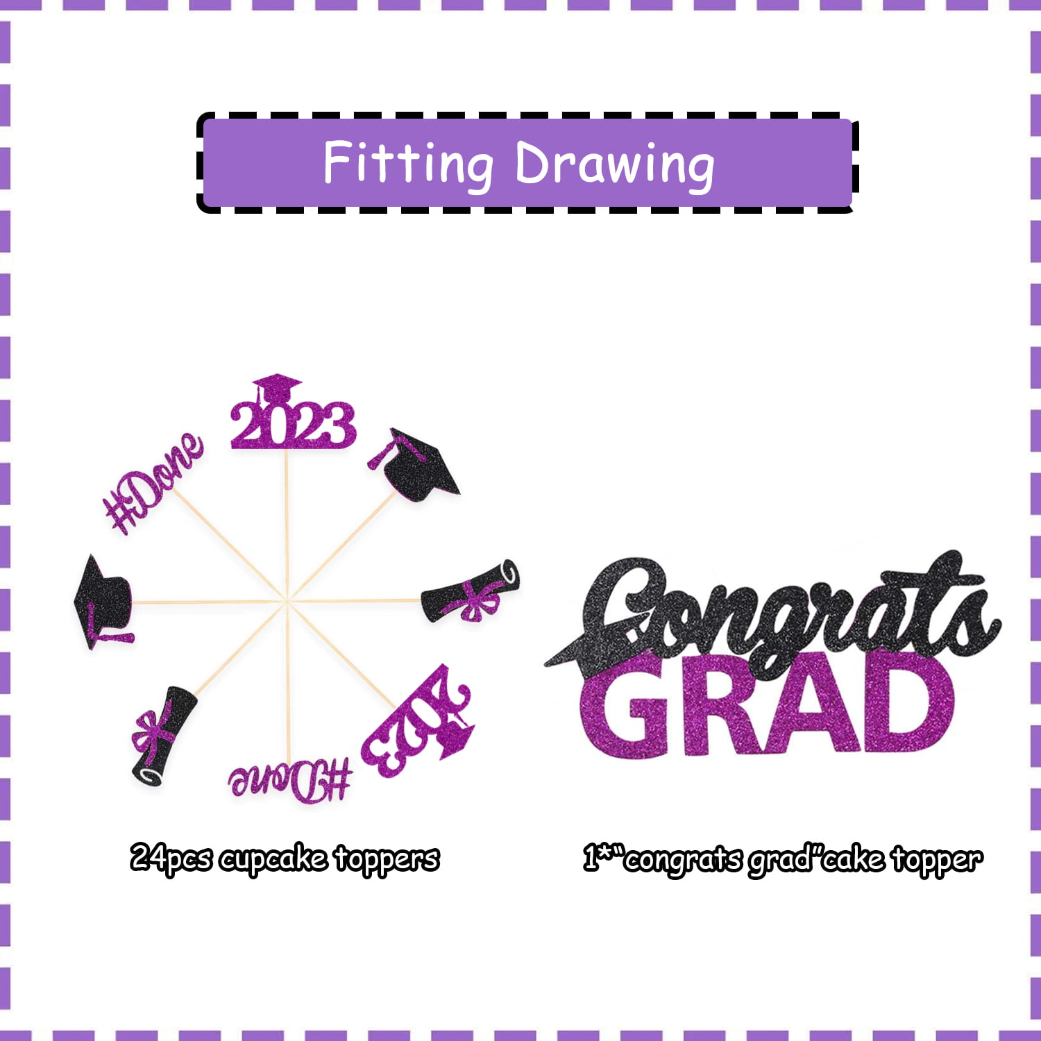 Congrats Grad Purple Letters Graduation Edible Cake Topper Image Frame – A  Birthday Place