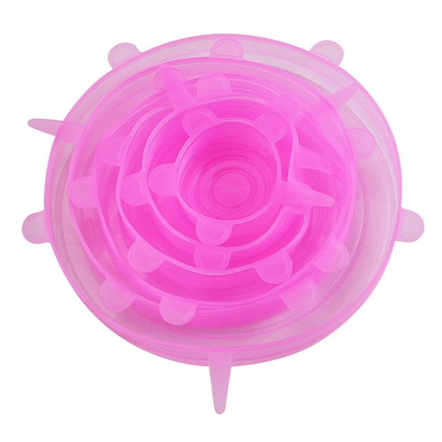 Funda de silicona elástica para conservación de seis piezas, resistente al polvo, para frigorífico, microondas, horno, con forma de cara sonriente