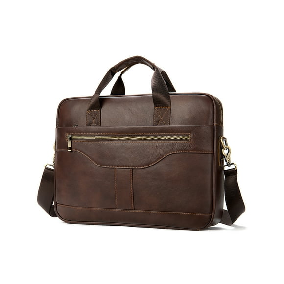 LUXUR Boys Crossbody Bags Messenger Laptop Bag Zipper Leather Handbag Adjustable Strap Men Durable Large Capacity Coffee