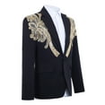 thumbnail image 6 of IWRICH Men's Stylish Dinner Tux Dress Blazer Slim Fit Gold Sequin Suit Jacket Sport Coat Black XL, 6 of 6