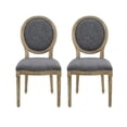 thumbnail image 3 of Linon Avalon Oak Wood Oval Back Set of Two Upholstered Dining Chairs in Charcoal, 3 of 10