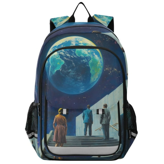 FORMRS School Backpack 17" Student Travel Bag with Laptop Compartment, Blue Planet