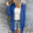 thumbnail image 2 of Baberdicy Blue Women's Fashionable And Casual Solid Color Button Tie Pocket Cardigan Jacket, Xxl, 2 of 6