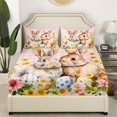 thumbnail image 3 of Erosebridal Happy Easter Bed Sheets Set Queen Size for Girls,Rabbit Eggs Flower Bed Sheets Queen,Animal Bedroom Decor,Reversible,Ultra Soft,4 Pieces, 3 of 7