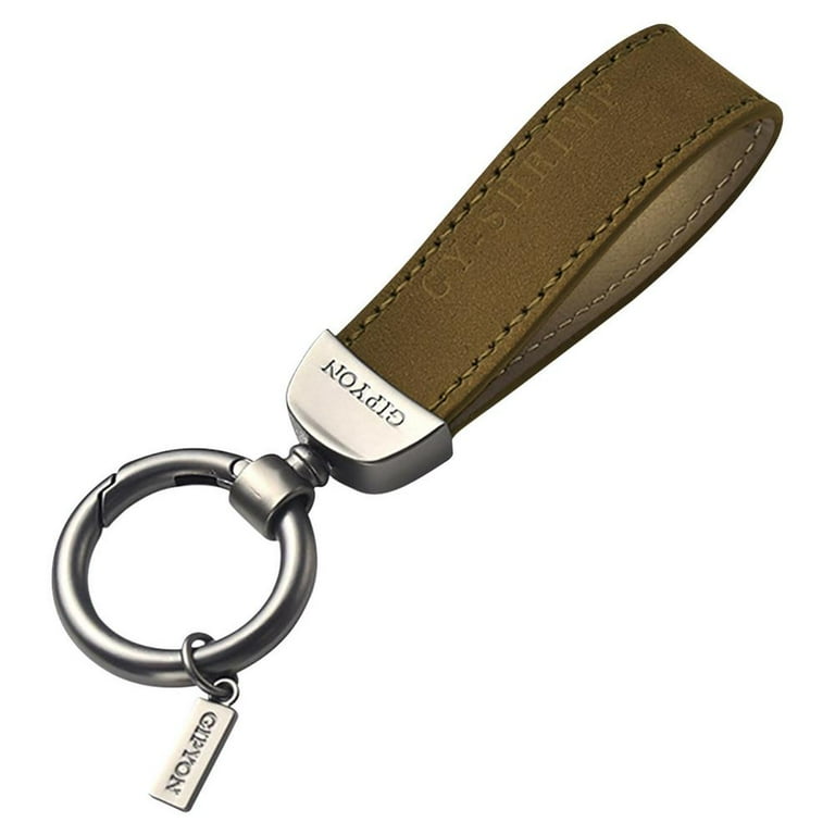 Unique Bargains Faux Leather 360° Rotatable Car Fob Keychain Silver Tone  Black