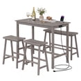 thumbnail image 2 of Costway 4 PCS Counter Height Dining Table Set with Power Outlet Saddle Backless Bench Stools Gray, 2 of 10