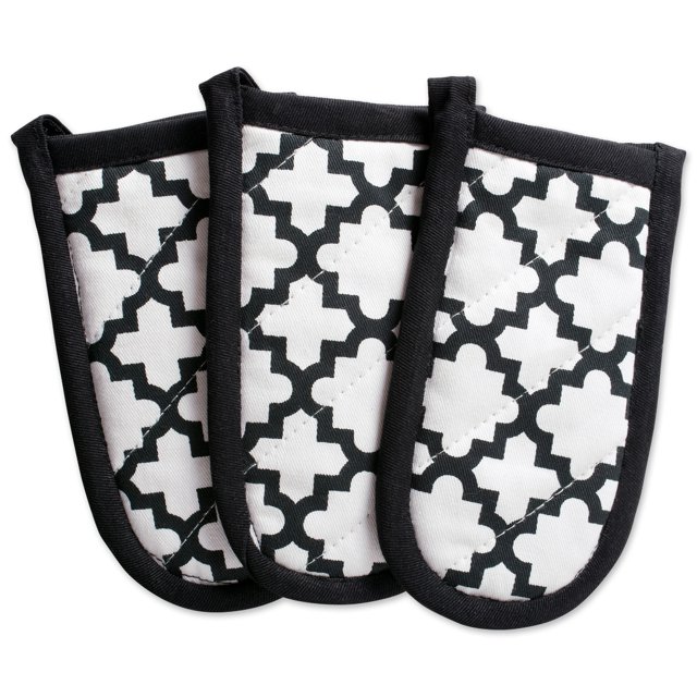 DII Porte-poignées de Casserole en Coton 6 x 3" Set de 3, Manchon de Poignée de Casserole Lavable en Machine et Résistant à la Chaleur pour Cuisine et Cuisson-Wwhite