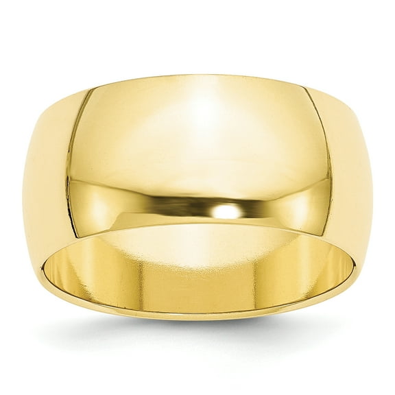 10K Yellow Gold 10mm Half Round Band Ring Size 5