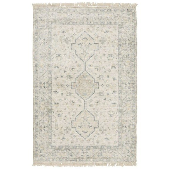 Oriental Weavers Malabar Hand-made Area Rug - 45304 - 8' x 10' - in Beige/ Charcoal - Vintage Inspired, Hand-Made Rugs, Dining, Living Room Rug